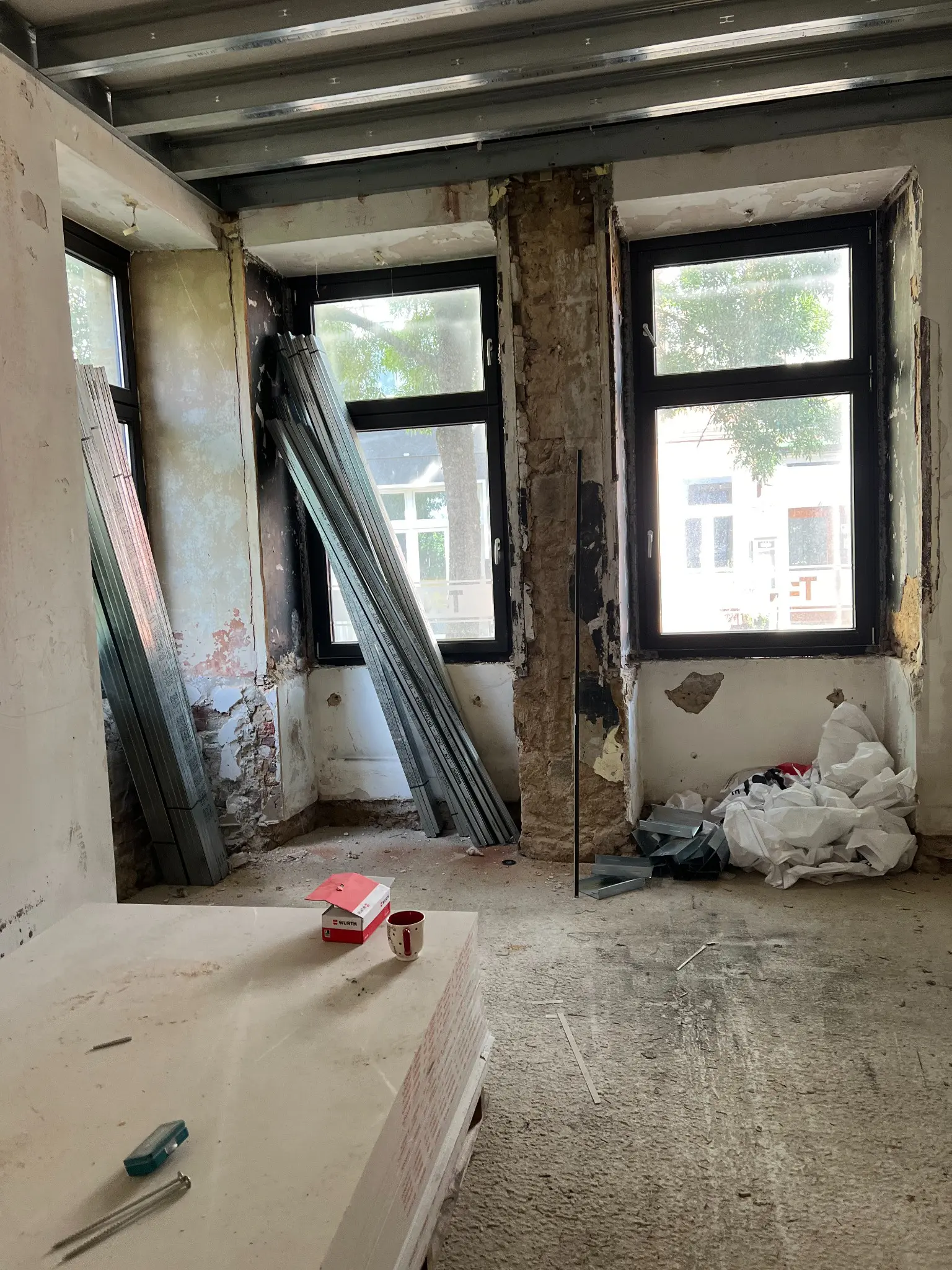 Innenansicht des historischen Stadthauses in Bad Iburg während der Sanierungsarbeiten